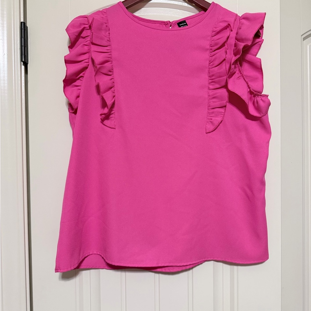 SHEIN Bright Pink Ruffle Sleeve Camisole